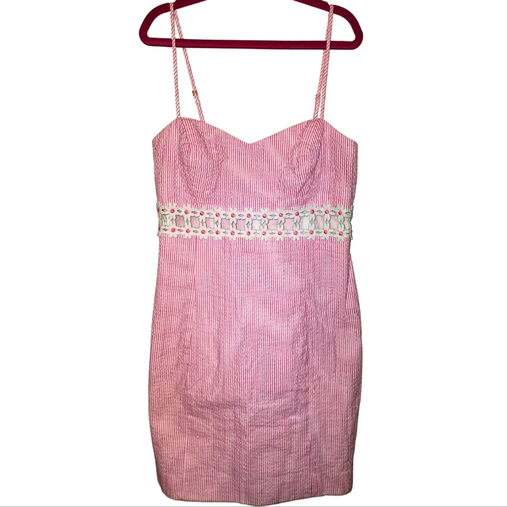 Lily Pulitzer Sheena Seersucker Flower Cutout Dress